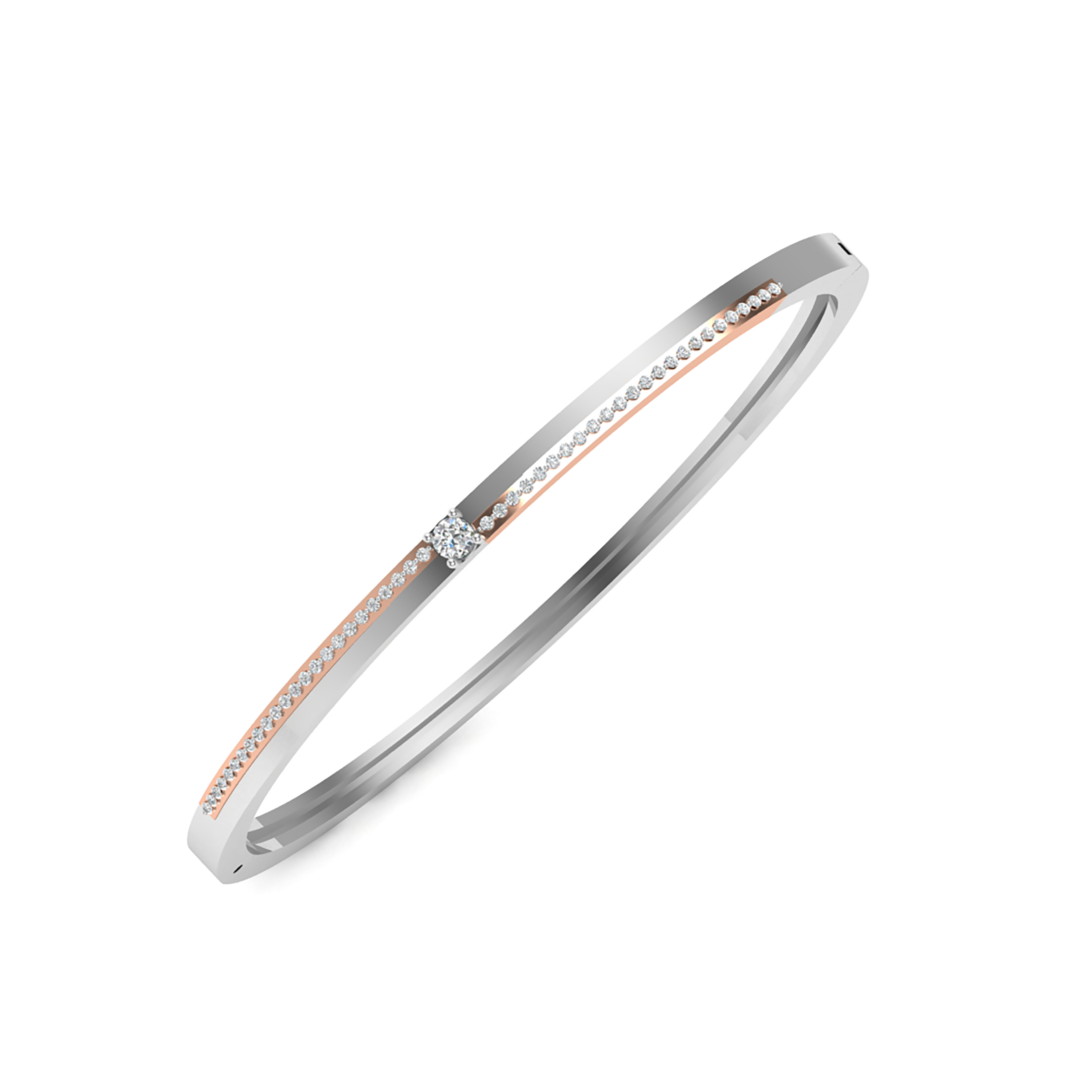 Two-Tone Sleek Diamond Line Bangle